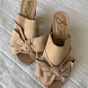 Sam Edelman Women's Cream Bow Mules